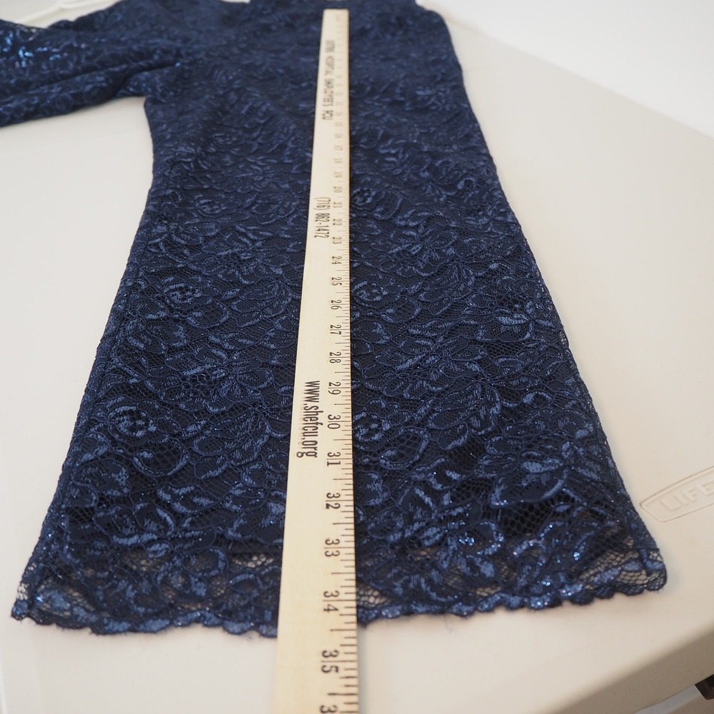 J. Crew Peyton High-Rise Pull-On Wide-Leg Pants Navy Metallic Lace Size 10 - Picture 8 of 11